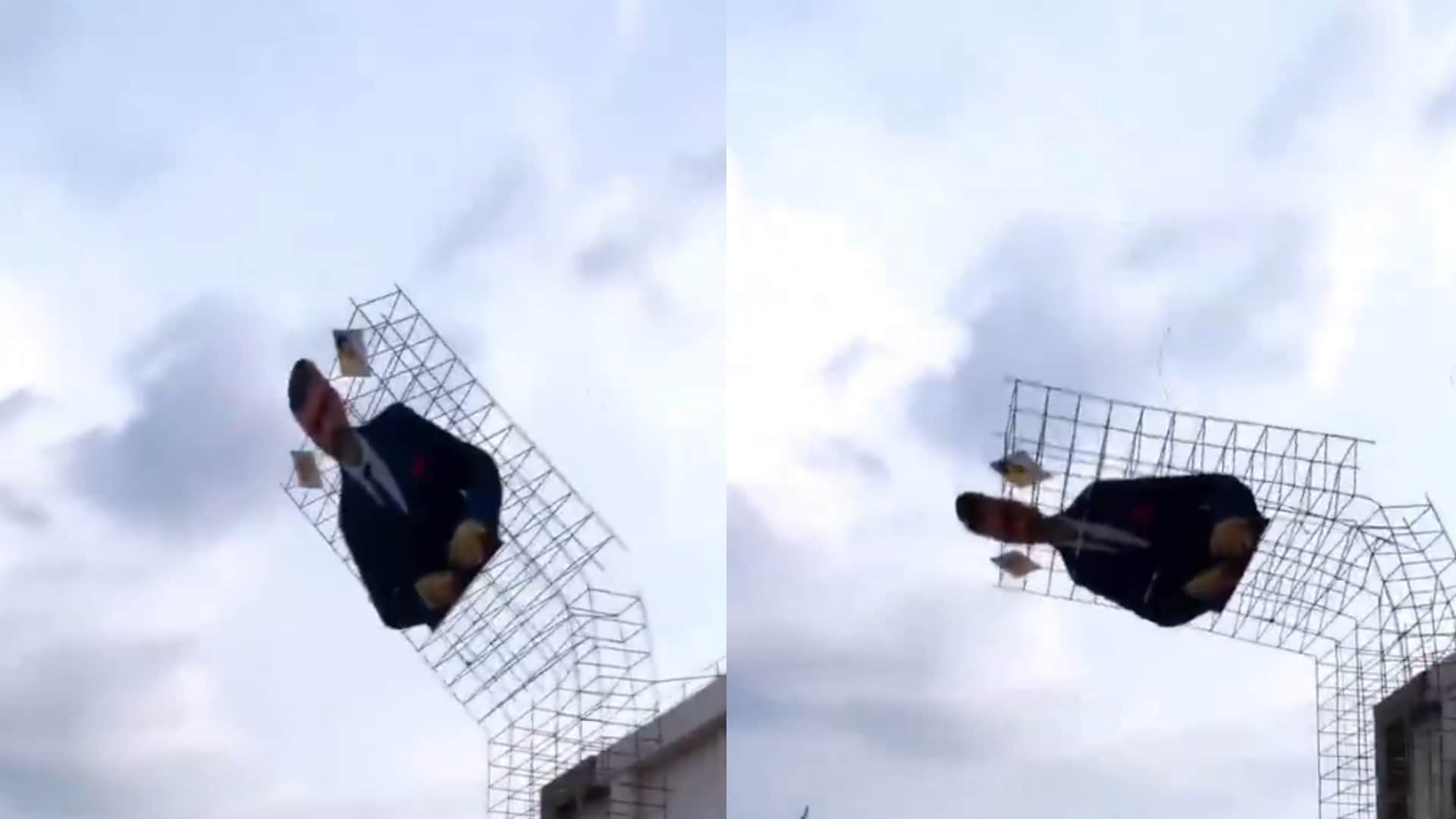 Good Bad Ugly actor Ajit Kumar 250-Foot Banner Collapses Fans Escape Narrowly Video Goes Viral
