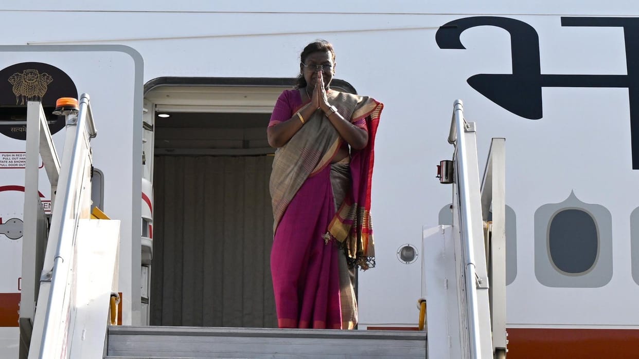 President Droupadi Murmu arrives in Portugal's Lisbon