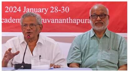 दिवंगत सीताराम येचुरी के साथ एमए बेबी