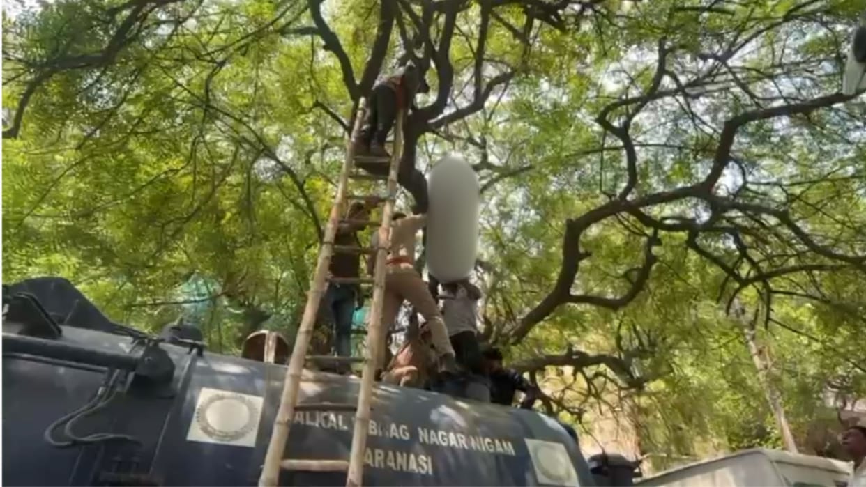 man committed suicide by hanging from tree near municipal corporation office in Varanasi