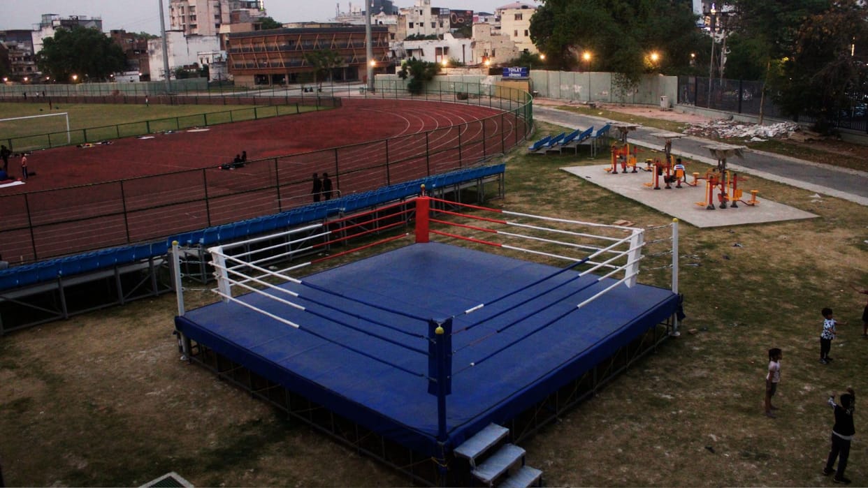 sports news including boxing ring installed at Dr. Sampurnanand Sports Stadium in Sigra in varanasi