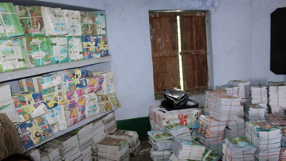Books kept in offices, students bags empty