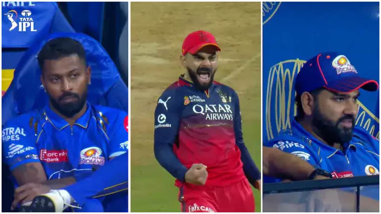 VIDEO: Virat Kohli celebrated victory in front of Hardik-Rohit, Last Three over thrill in MI vs RCB IPL 2025