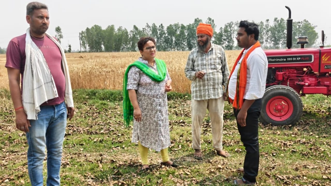ADM Ritu Poonia harvested wheat crop with the farmers in Pilibhit