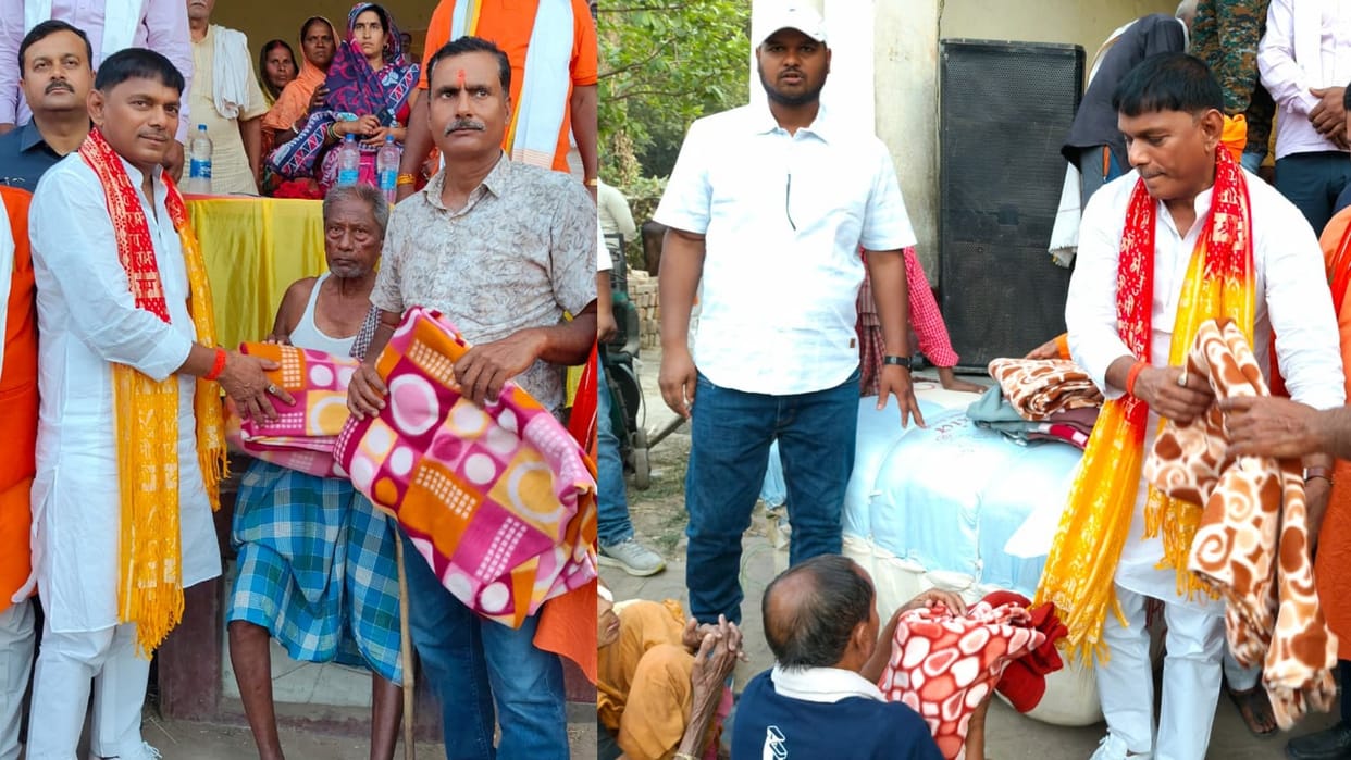 Bihar: Sports Minister Surendra distributed blankets in the heat, RJD targeted the NDA government