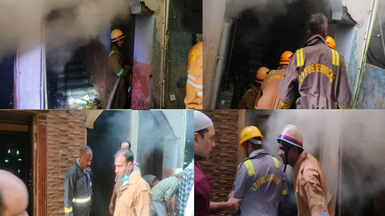 Kanpur: huge fire broke out in crockery warehouse in the basement of residential building
