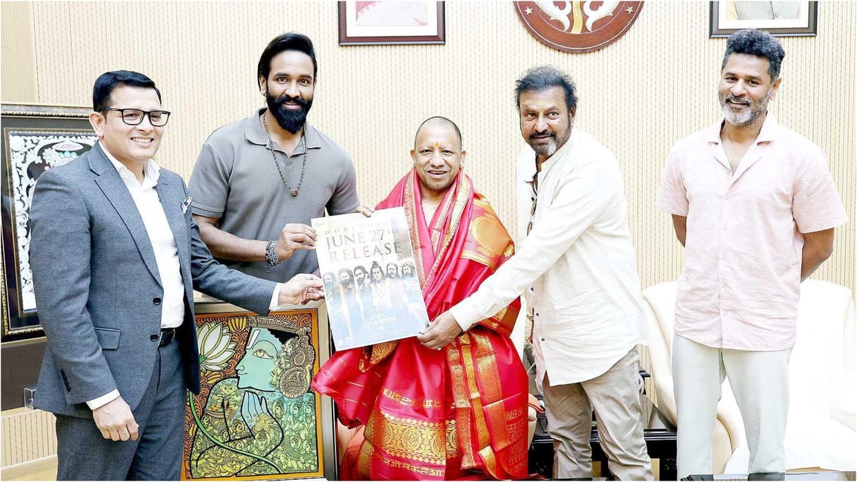 Kannappa Actor Vishnu Manchu And Prabhu Deva Meet UP CM Yogi Adityanath During Film Promotion