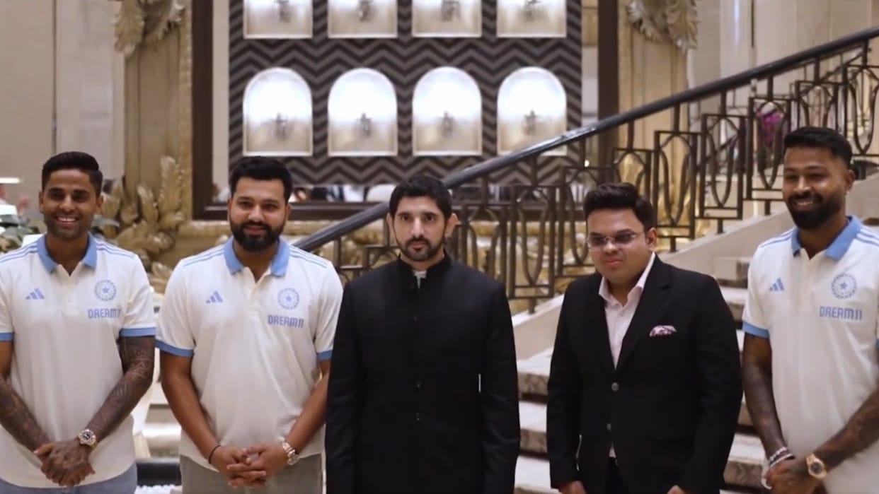 India-UAE: Dubai Crown Prince Sheikh Hamdan meet rohit sharma hardik pandya suryakumar yadav jay shah video