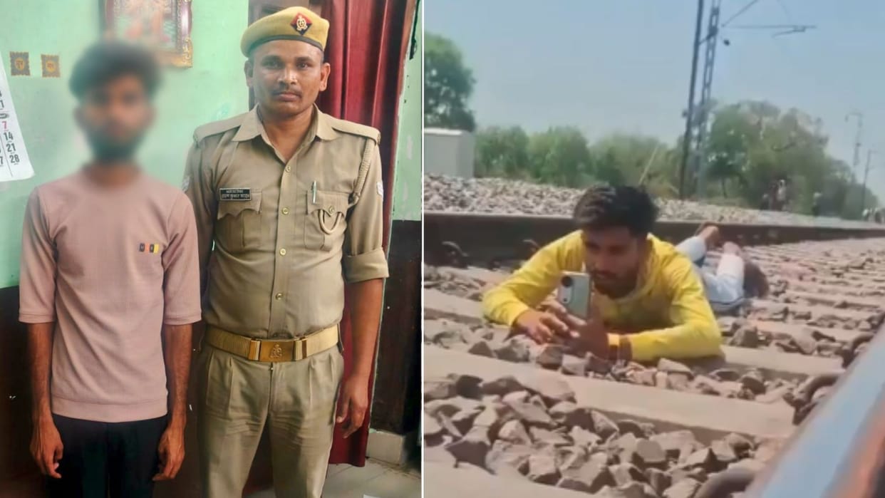 man made a reel by lying down under the railway track train in hindi