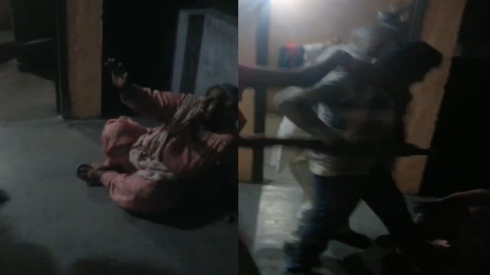 Son beat his elderly parents with sticks in Safidon Jind see video