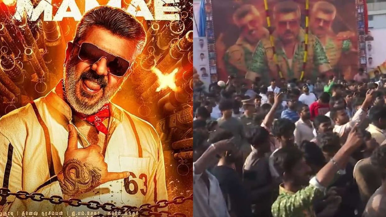 On Good Bad Ugly first day first show Ajith Kumar fans cheer dance outside theatres