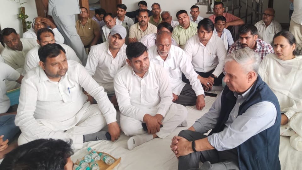 Union Minister Rao Indrajit meet family of martyr Flight Lieutenant Siddharth Yadav in Rewari