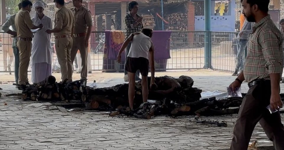 Police extinguished burning pyre sent body for postmortem young man had died under suspicious circumstances