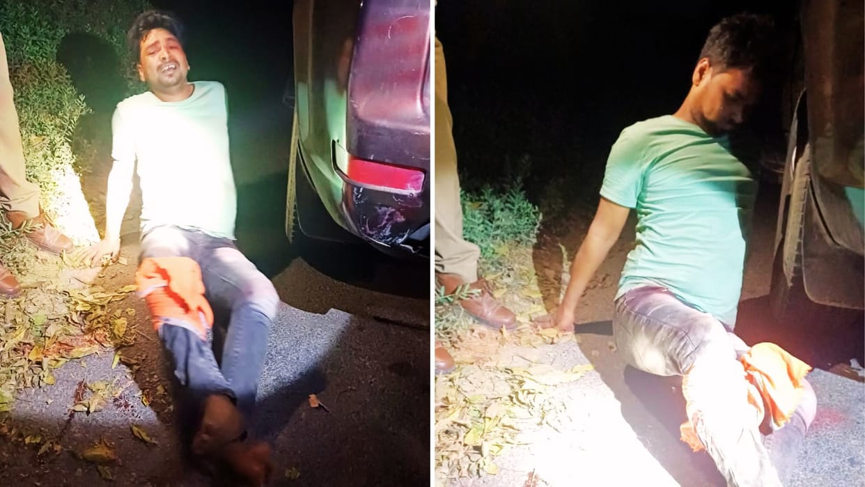 Encounter in Bhadohi Police chased shot criminals two animal smugglers injured four arrested