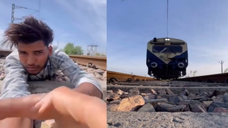 Saharanpur: youth was lying on track, train passed over him, youth were risking their lives for Reels