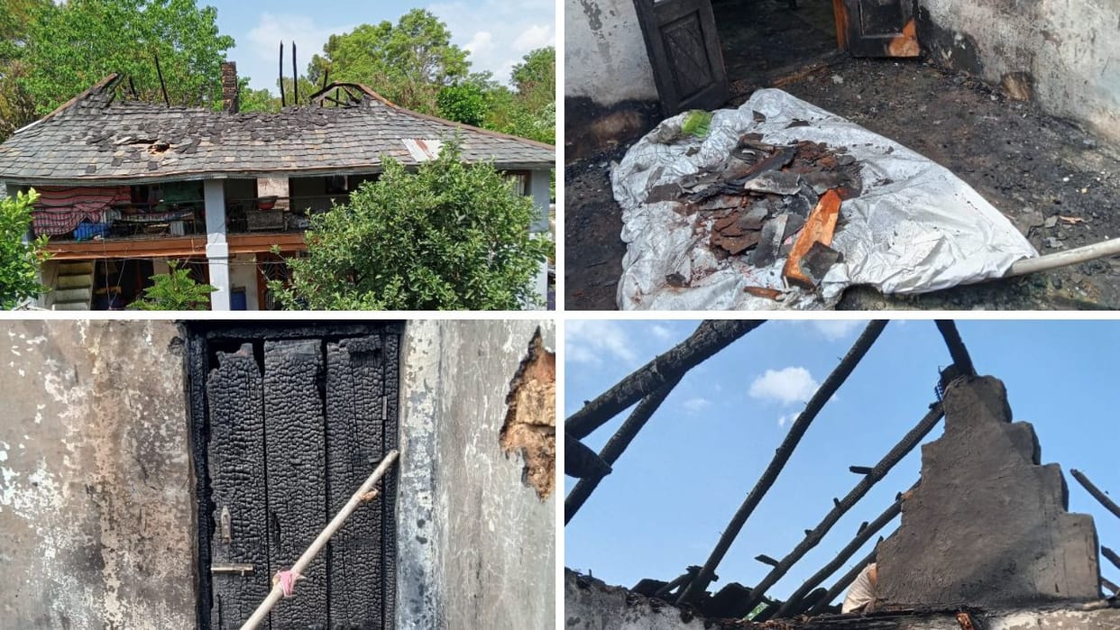 Hamirpur News Slate clad house burnt to ashes in Sidhpur village of Gram Panchayat Morsu Sultani
