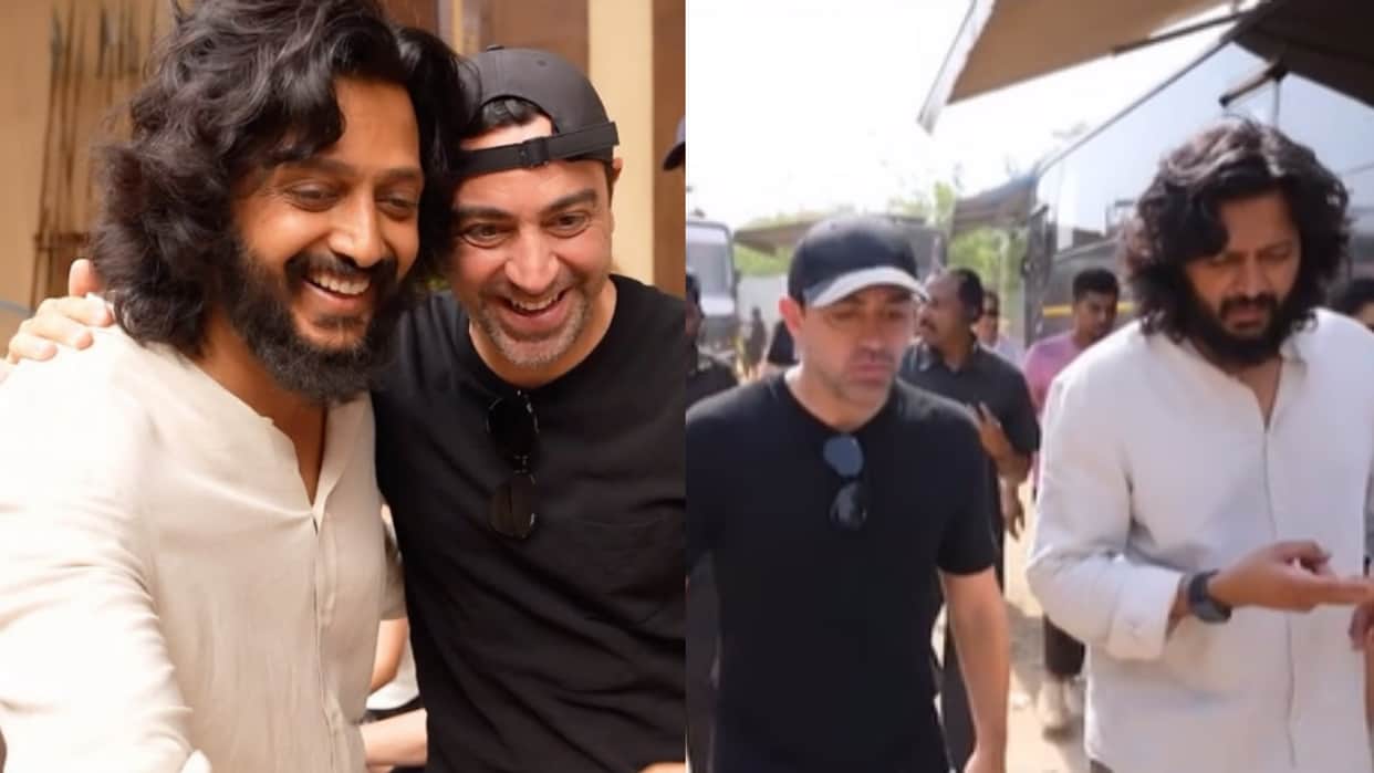 Barcelona star footballer Xavi Hernandez Visits Riteish Deshmukh on Raja Shivaji Set