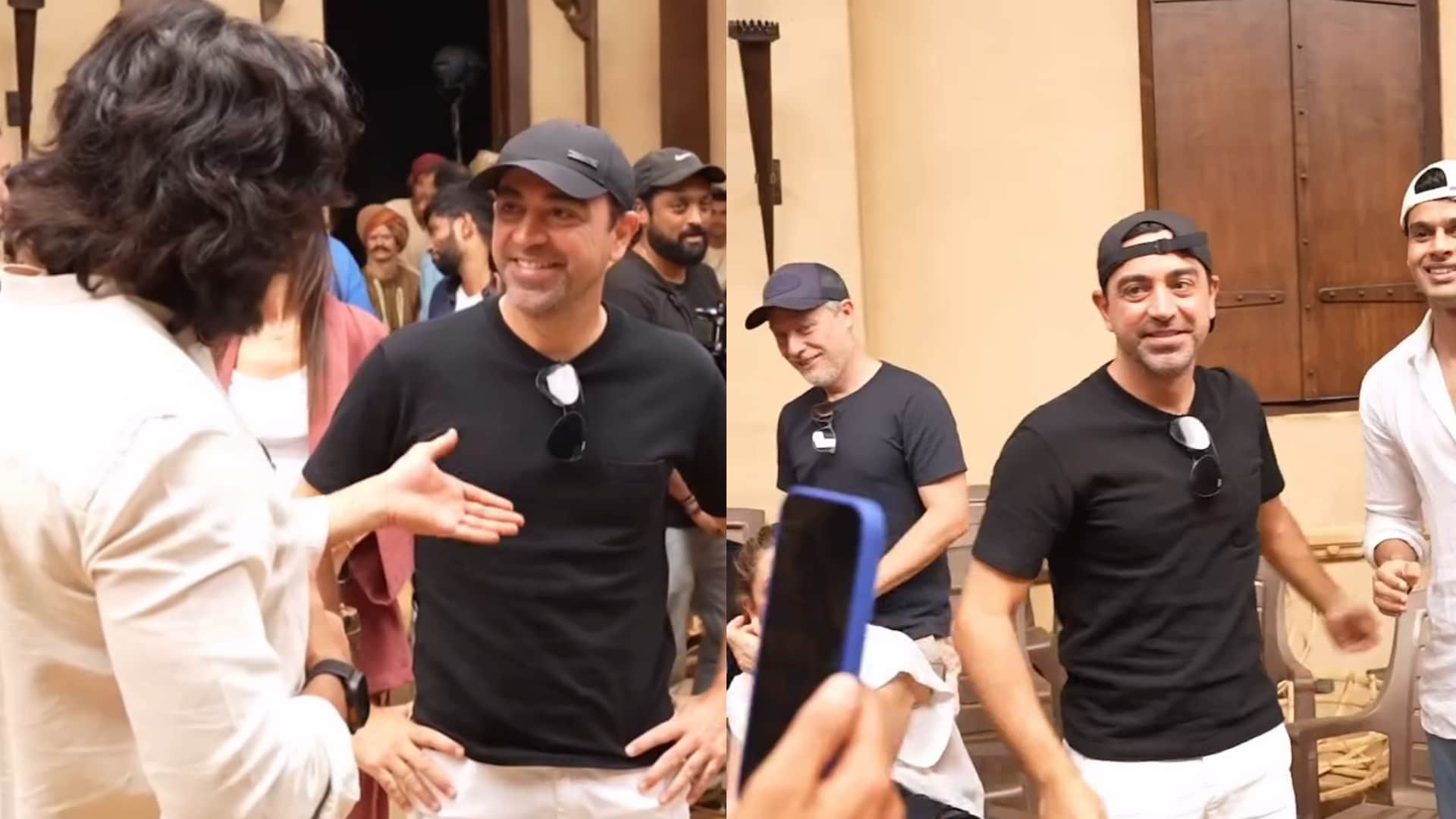 Barcelona star footballer Xavi Hernandez Visits Riteish Deshmukh on Raja Shivaji Set