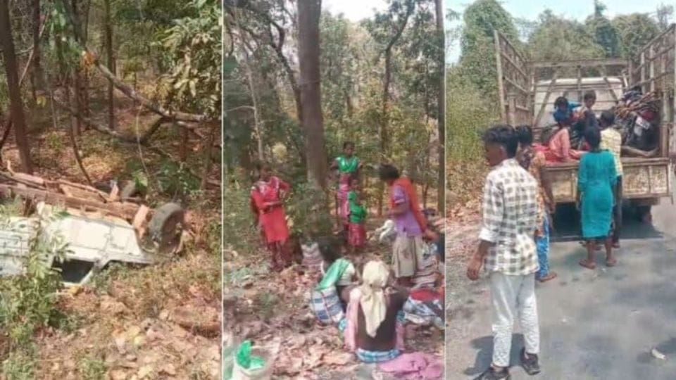 Two people died and more than 12 injured in pickup overturning in Dantewada