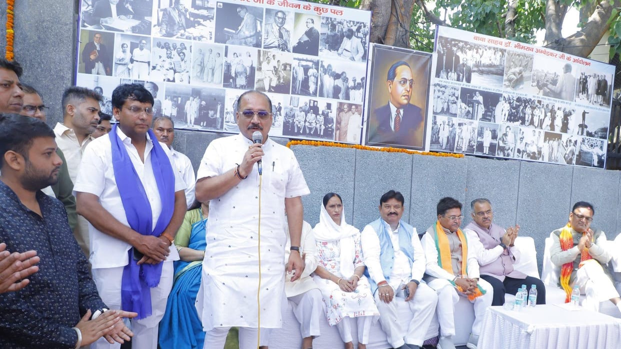 delhi Preparations to celebrate Ambedkar's birthday in a grand manner, Sachdeva unveiled the statue