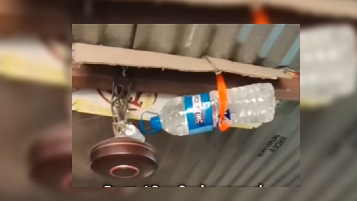 Guy Used Water Bottle On Ceiling Fan To Get Cool Air In Summer Video Goes Viral