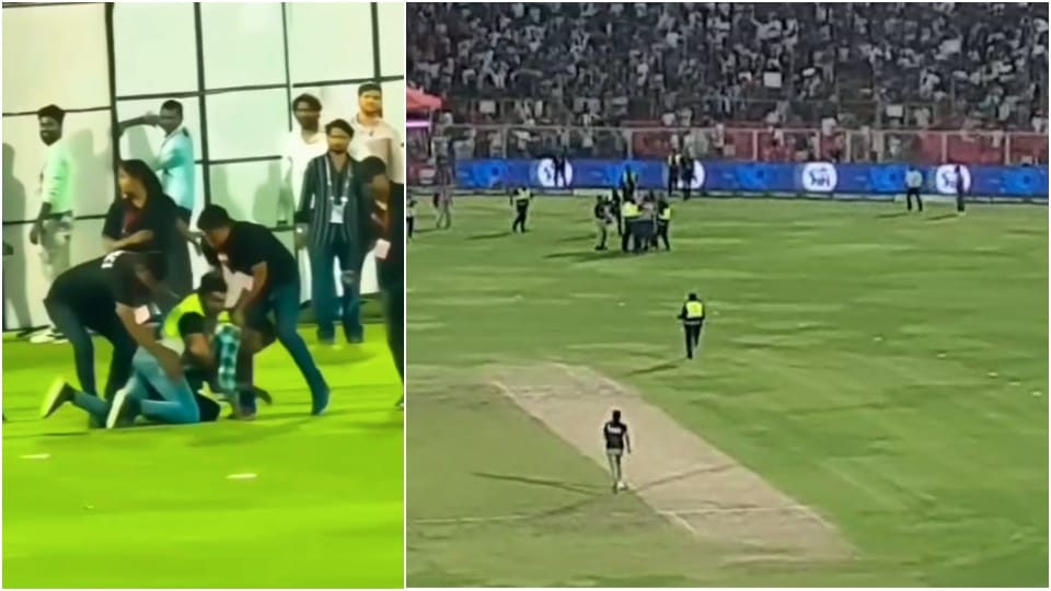 Lapse in players' security Jaipur IPL match ceremony function two youths entered the field one reached Kohli