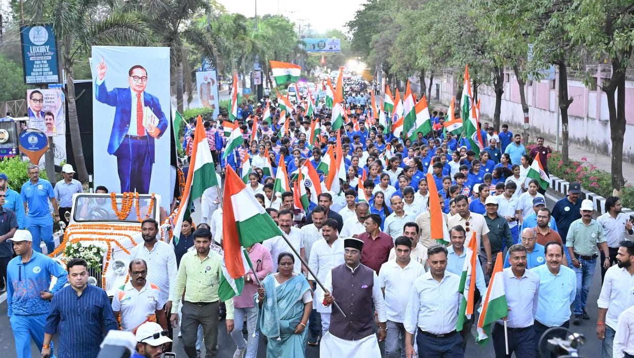 Jai Bhim Padayatra: Youths marched from Shaurya Smarak to Ambedkar Chowk, giving message of patriotism