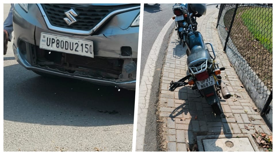 Car and bike collide, young man seriously injured in the accident