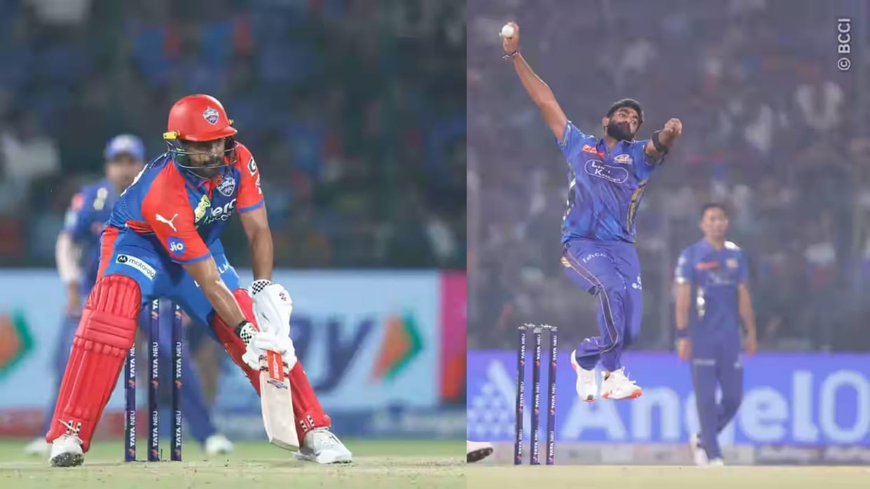 IPL 2025 : Karun nair Jasprit Bumrah faced eachother in DC vs MI match video goes viral