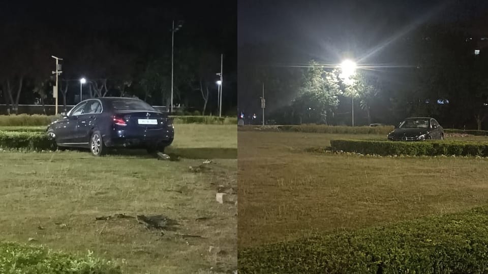 Over speed Mercedes climbed up Matka Chowk in Chandigarh