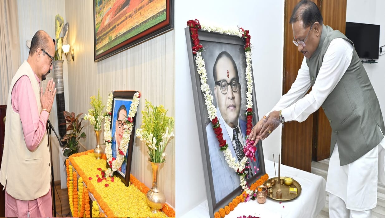Bhimrao ambedkar birth anniversary; Governor Ramen Deka and CM Sai remembered Bhimrao Ambedkar