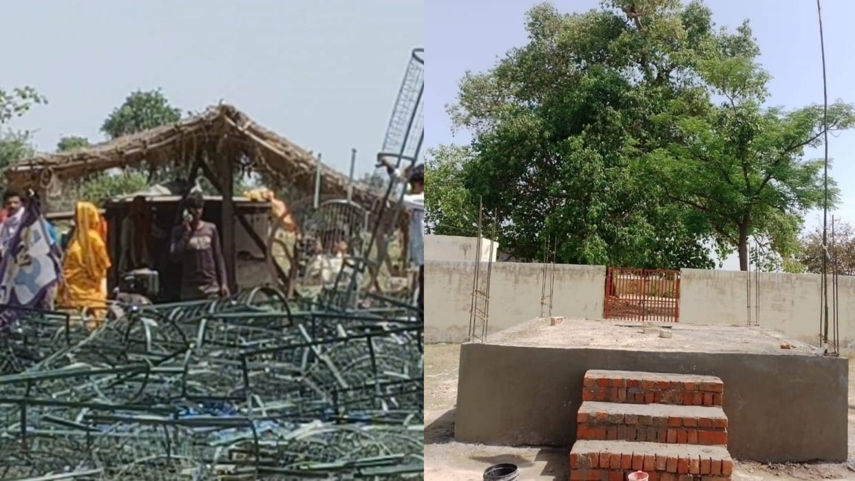 Lucknow controversy over the Ambedkar statue continues, PAC has set up camp in the village.