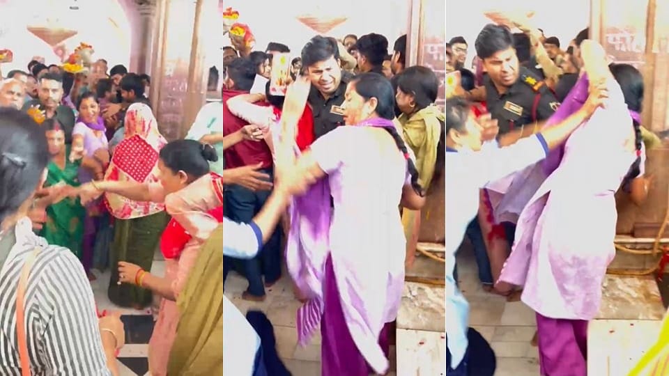 fierce fight between security guards and devotees at Radha Rani temple in barasana