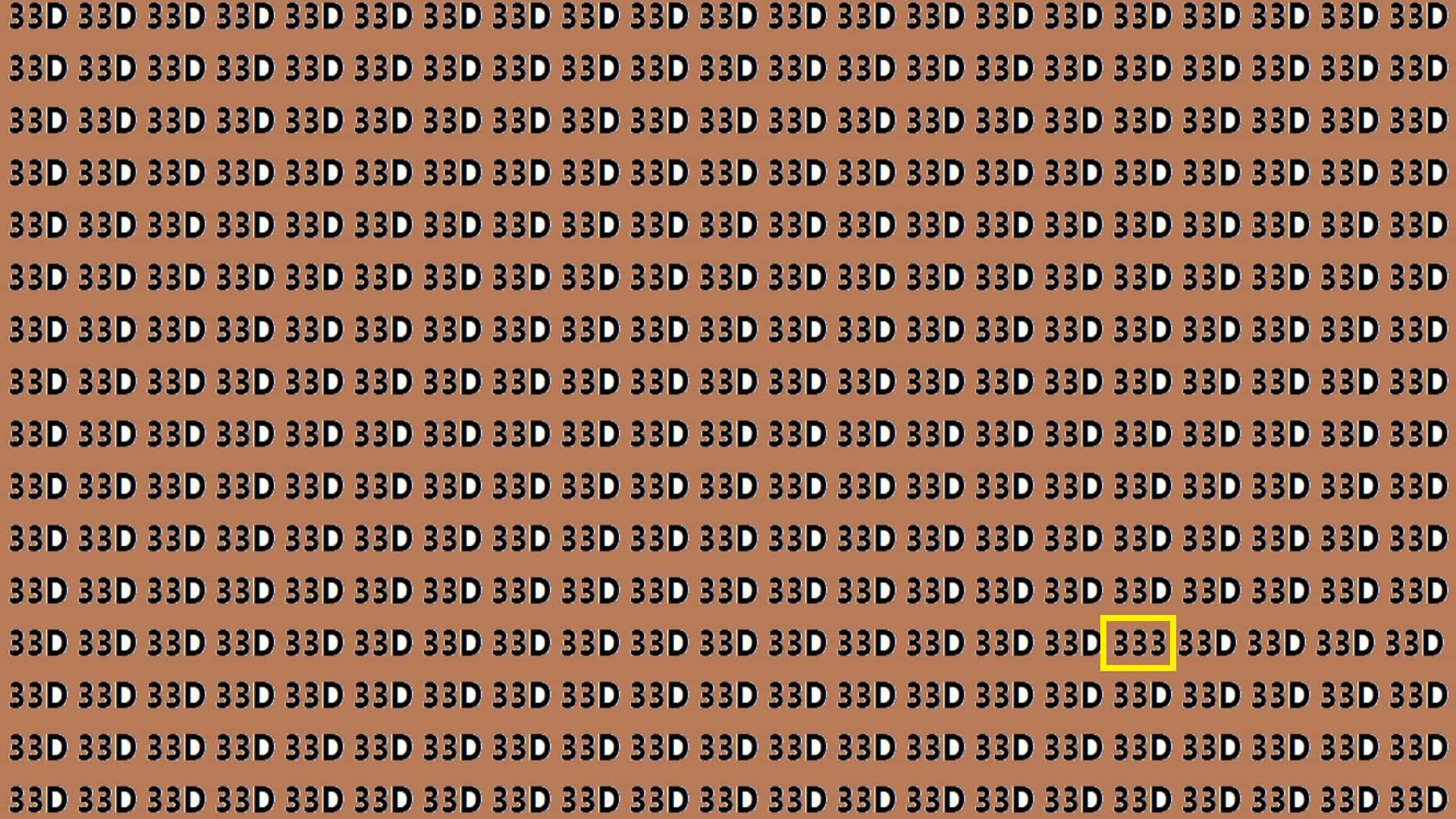 Optical Illusion IQ Test Brain Test Can You Spot 333 in 18 Seconds