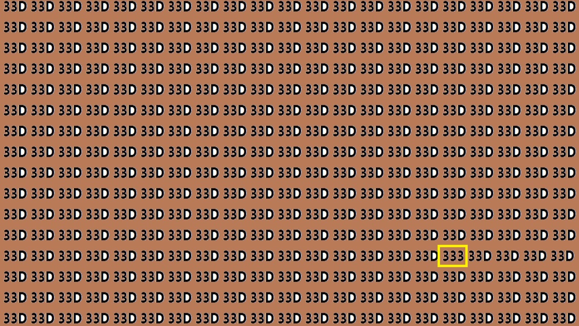 Optical Illusion IQ Test Brain Test Can You Spot 333 in 18 Seconds