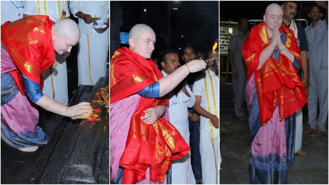 Andhra Pradesh Deputy CM Pawan Kalyan wife fulfilled her vow at Tirumala