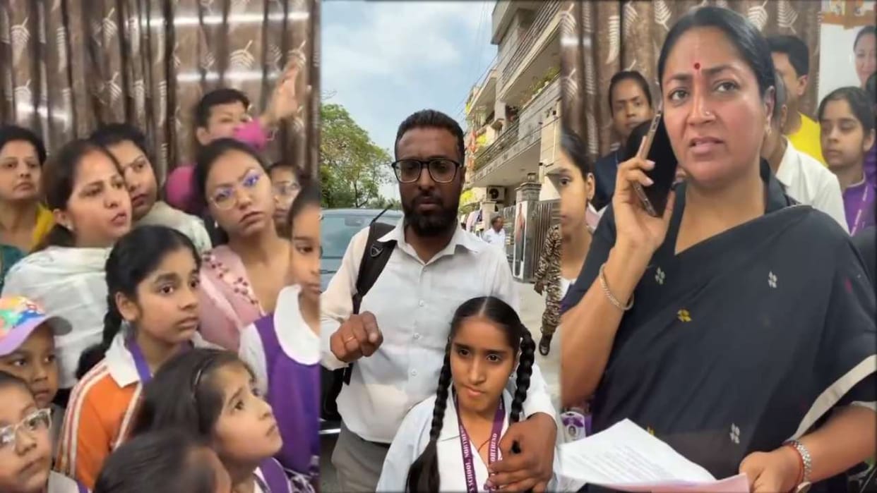 Parents reached CM Rekha Jan Samvad program against fee hike