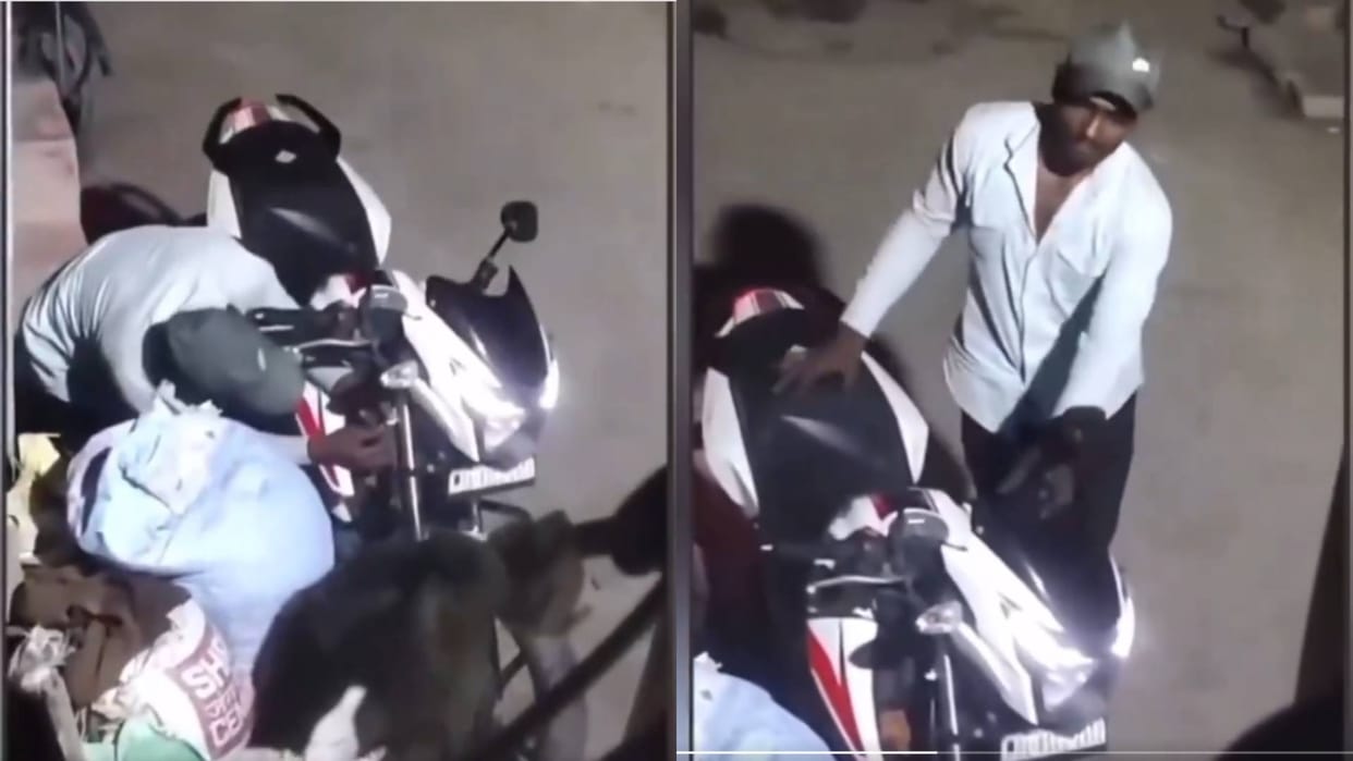 A man was trying to break the bike lock the owner was making a video goes viral on Internet