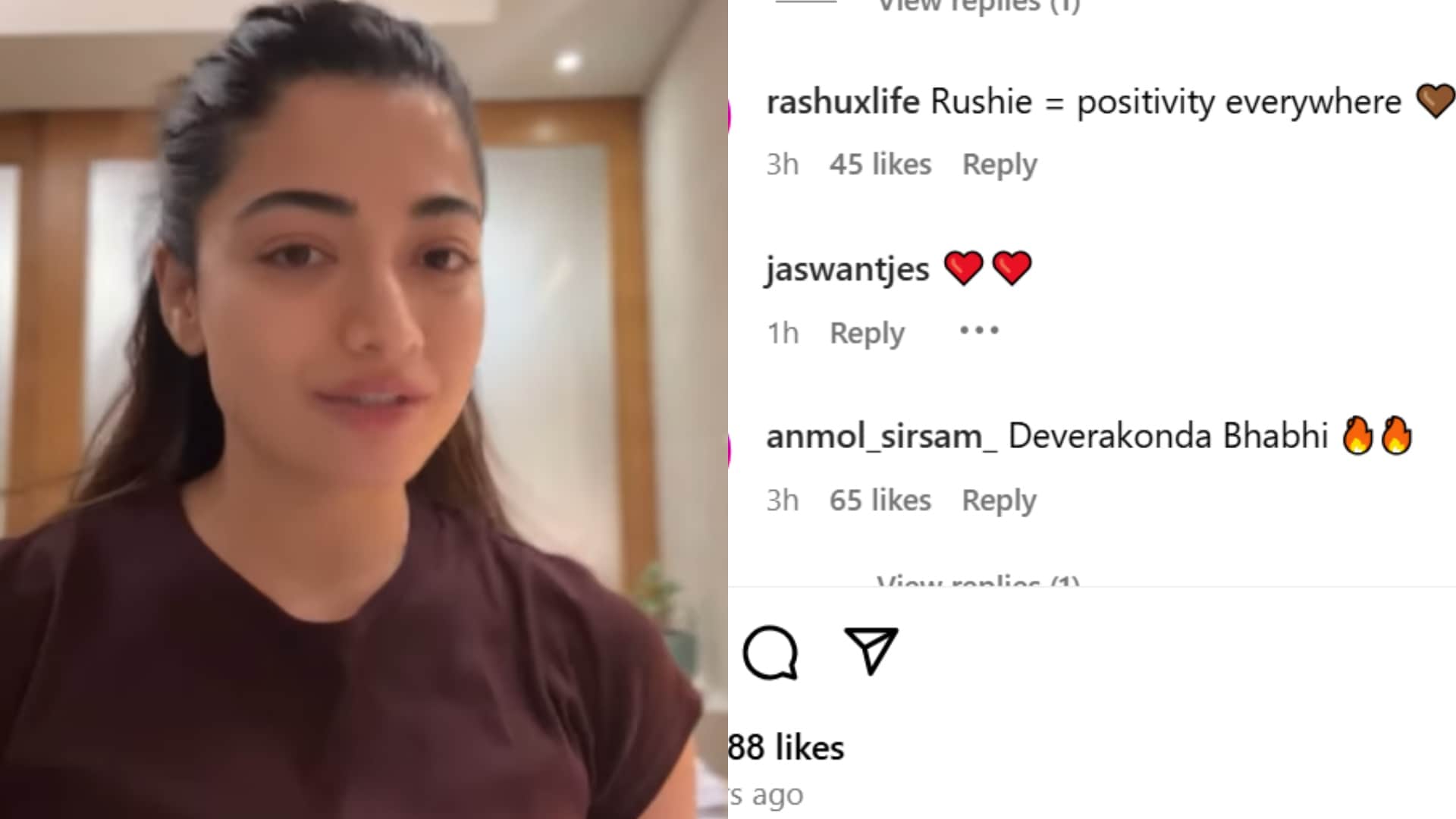 Rashmika Mandanna Share Social Media Post Fans Call Her Deverakonda Bhabhi