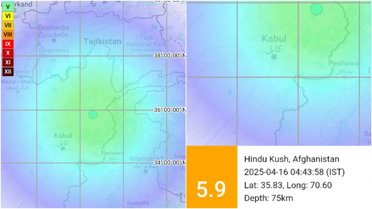 Earthquake of Magnitude 5.9 Hits Afghanistan Strong Tremors felt in India Know Details in Hindi