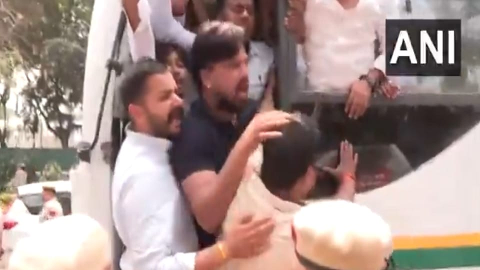 National Herald case: Congress workers protest outside AICC office against Centre, ED