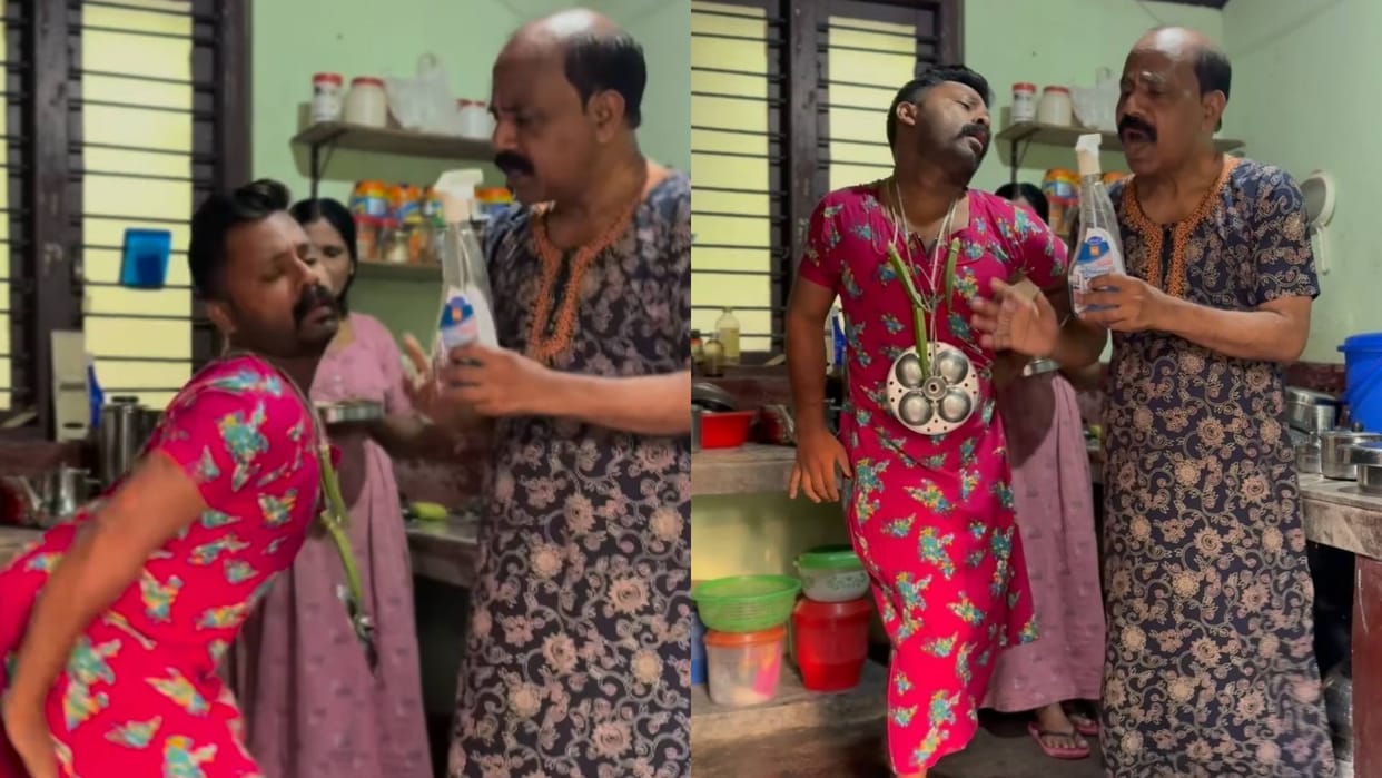 Father and son danced wearing women maxi Dress Video goes viral on Internet in Hindi