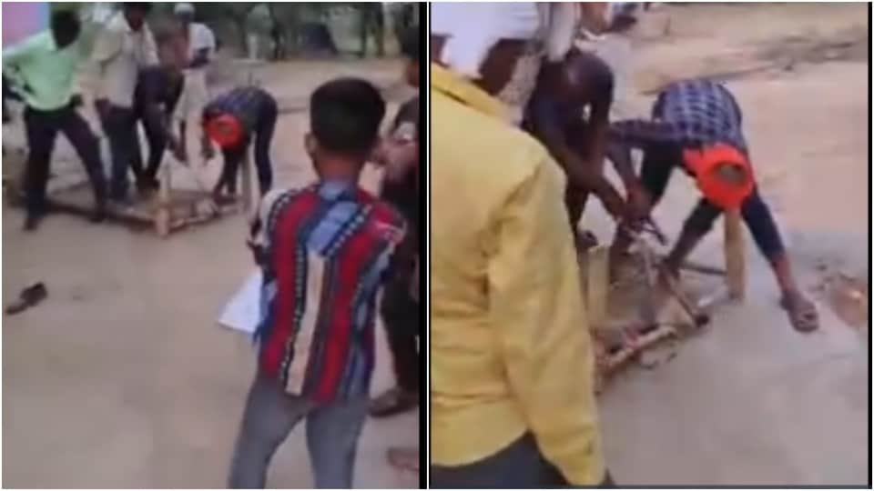 कुत्ते के साथ बुरी तरह की गई मारपीट।