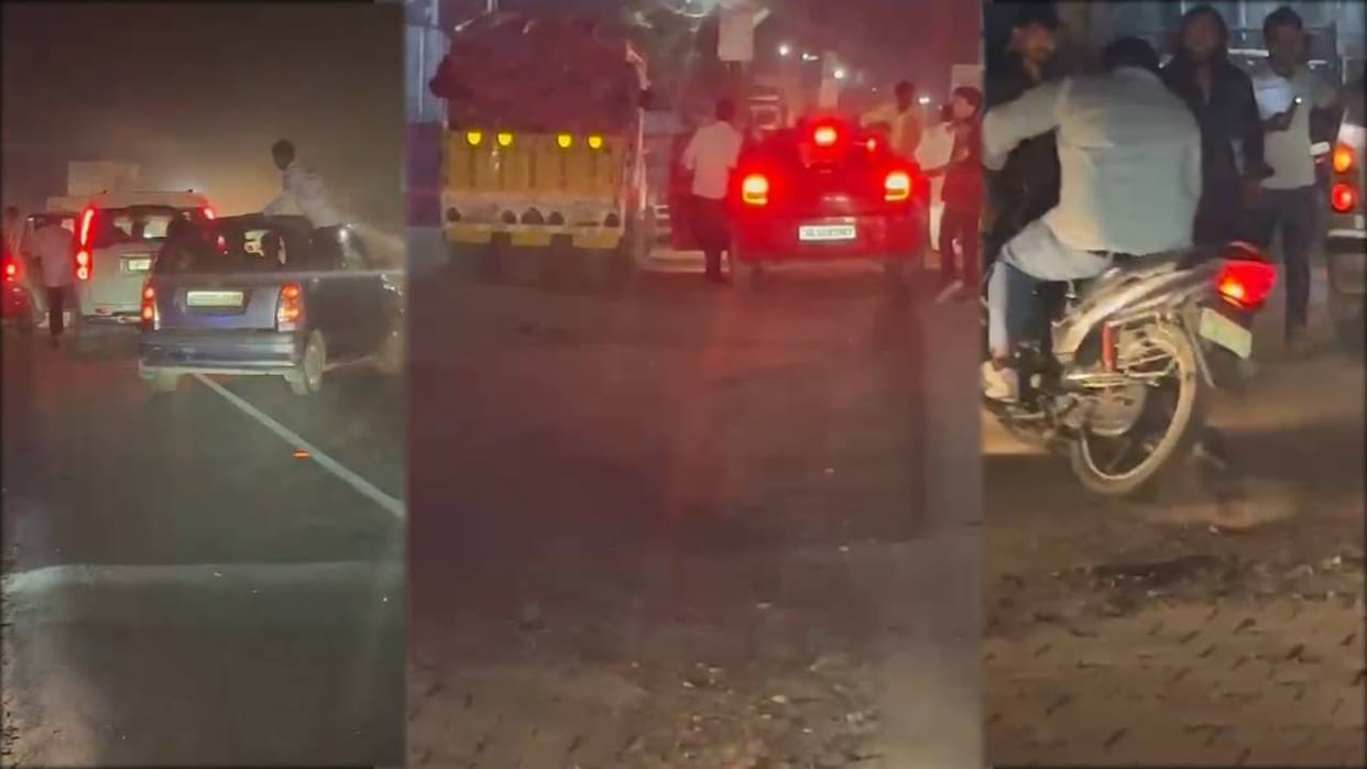 Stunt of youth in four-five cars on Dayun-Delhi highway goes viral