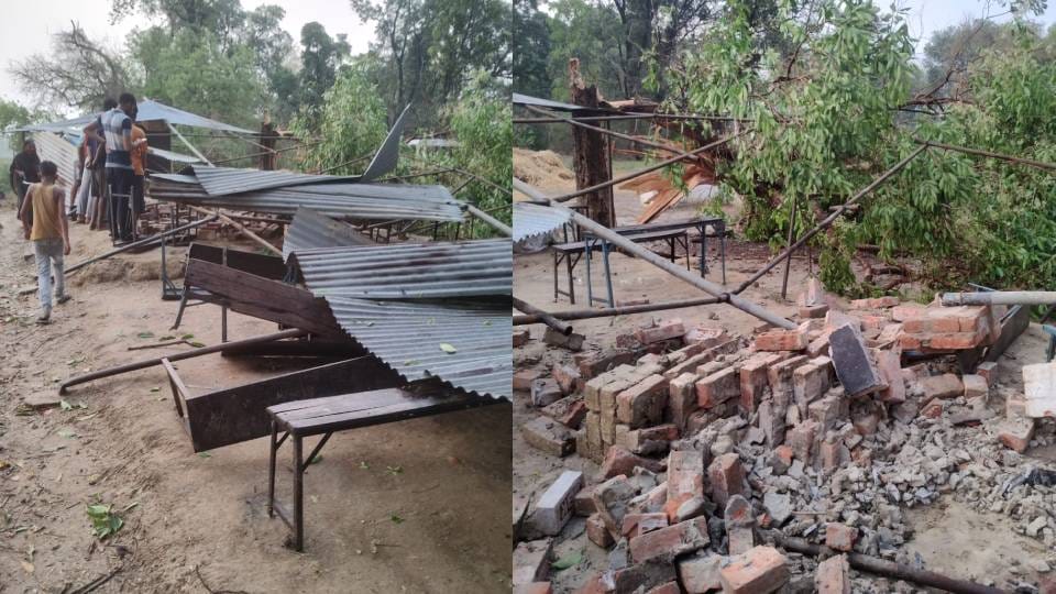 tin shed collapsed due to storm in Barabanki woman and innocent nephew died under debris son seriously injured