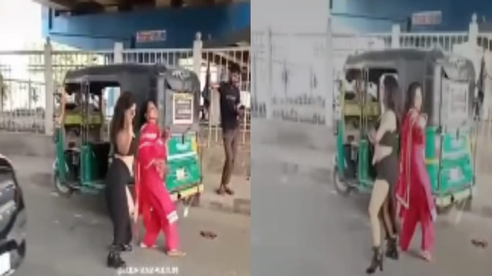 Two girls dance in the middle of road for making reels traffic stuck in Ludhiana see video