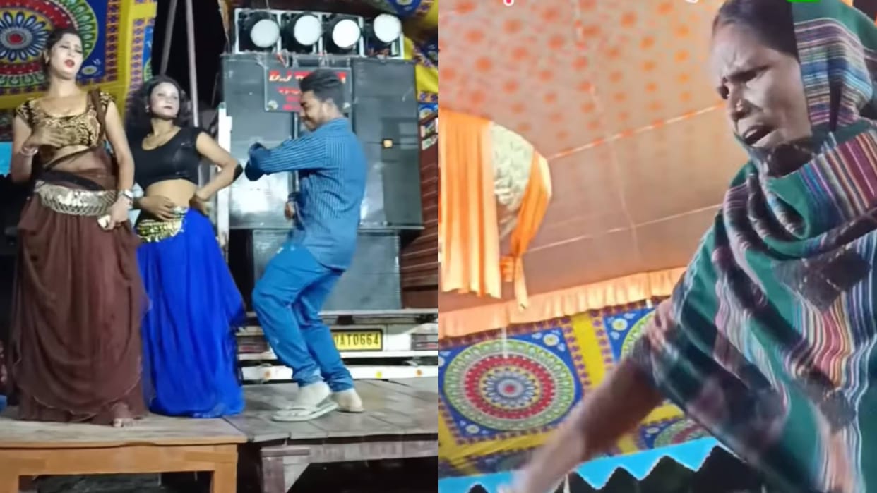The boy was dancing with the dancer on stage then the mother came with a stick Video goes viral on Internet