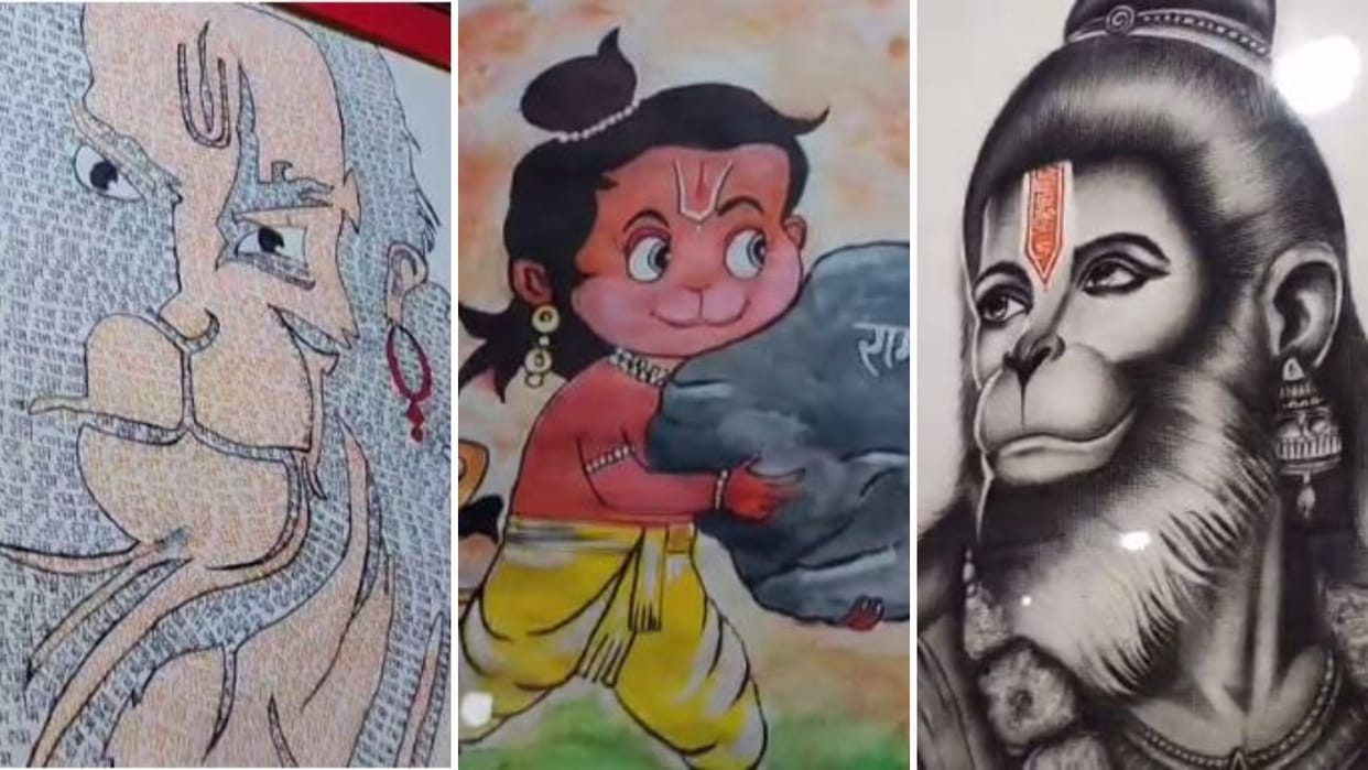 Sankat Mochan sangeet samaroh punam rai Jiva Sneha and rizwan made painting of Hanuman