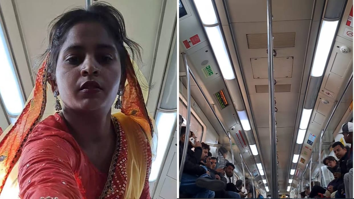 A woman started running after keeping her phone on the floor of the metro Video Goes viral on Internet