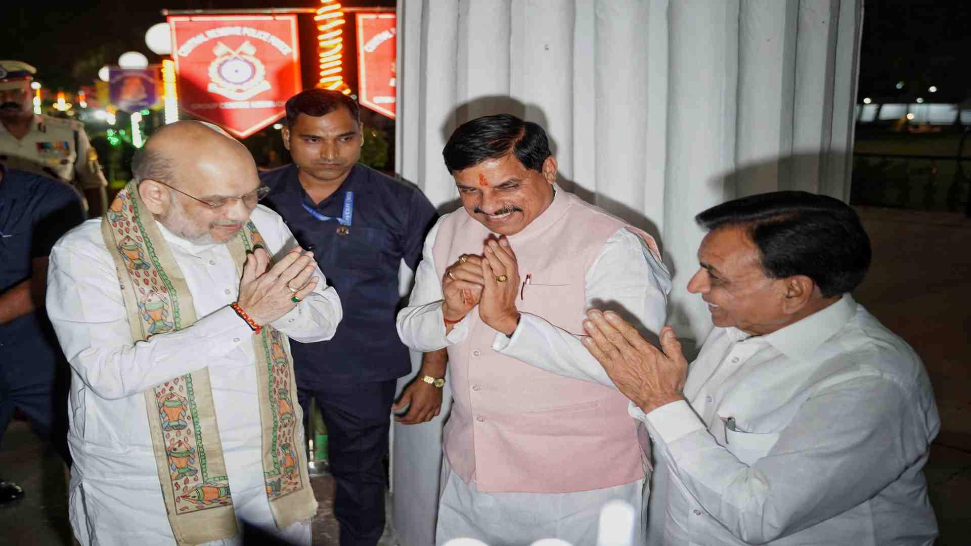 नीमच में केंद्रीय गृहमंत्री अमित शाह और मुख्यमंत्री मोहन यादव।